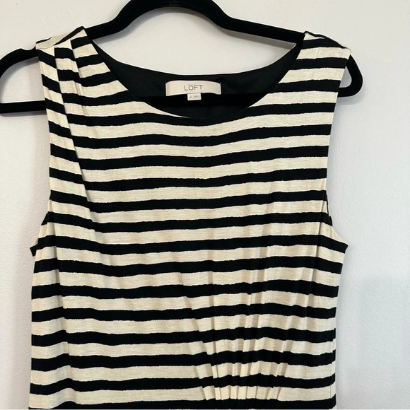 Ann Taylor Loft Women’s Sleeveless Black & Off White Stripe Dress Size M GUC - Picture 5 of 8